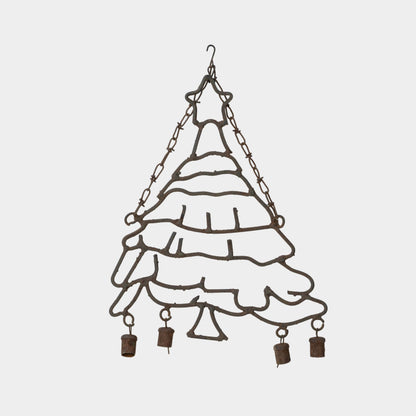 Vintage Metal Christmas Tree with Hanging Bells