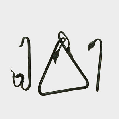 Vintage Wrought Iron Dinner Triangle with Leaf Detail