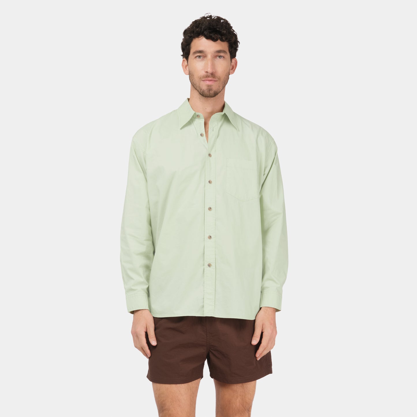 Japanese Typewriter Cotton Gardening Chemise in Celery