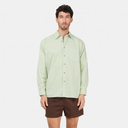 Japanese Typewriter Cotton Gardening Chemise in Celery