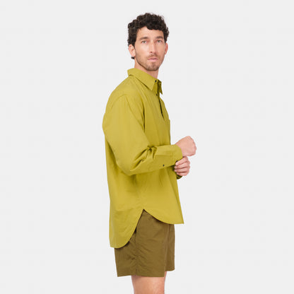 Japanese Typewriter Cotton Gardening Chemise in Chartreuse