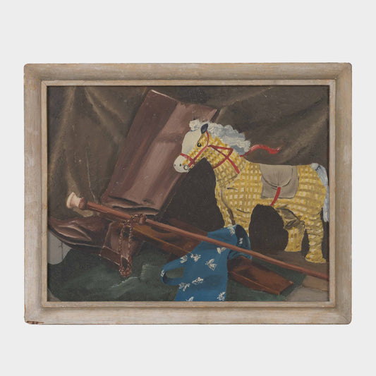 Vintage Toy Horse Still Life Oil Painting, New York, 20th C.