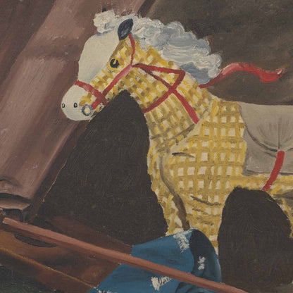 Vintage Toy Horse Still Life Oil Painting, New York, 20th C.