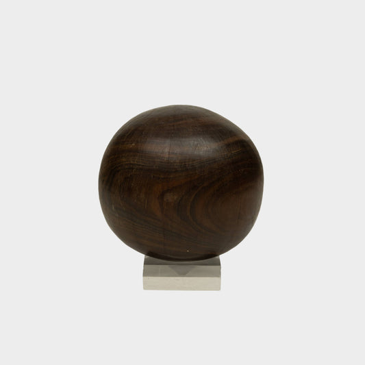 Vintage Wooden Sphere on Lucite Stand