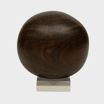 Vintage Wooden Sphere on Lucite Stand