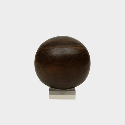 Vintage Wooden Sphere on Lucite Stand