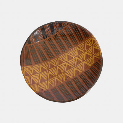 Vintage Incised Geometric Redware Plates