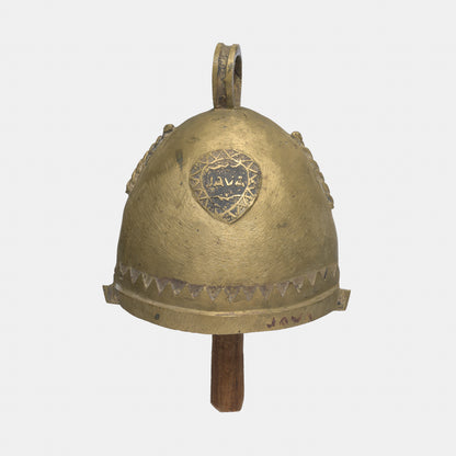 Vintage Javanese Brass Bell with Wood Clapper