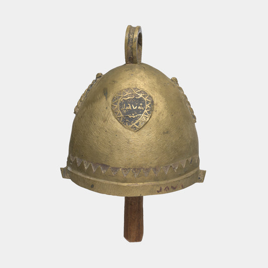 Vintage Javanese Brass Bell with Wood Clapper
