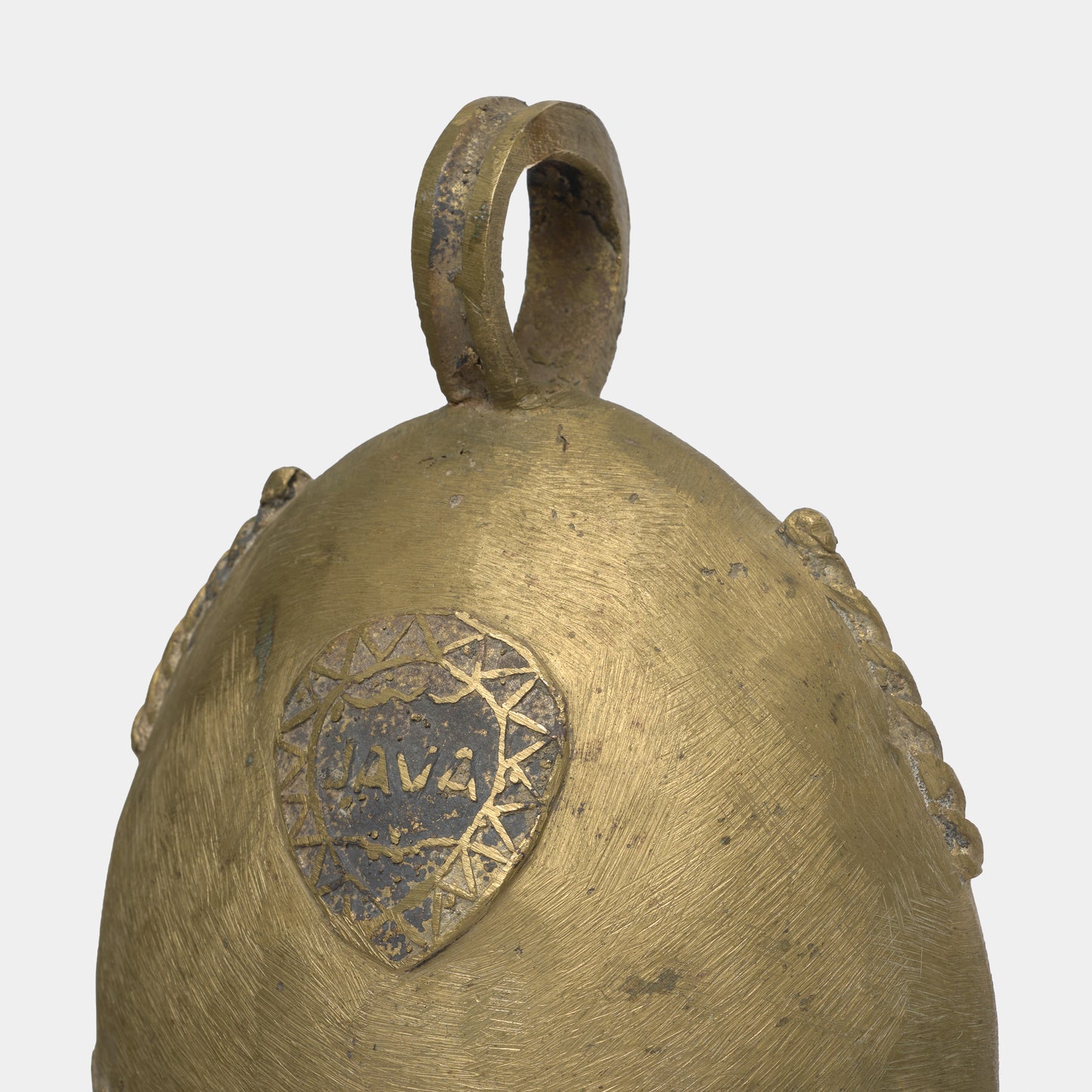 Vintage Javanese Brass Bell with Wood Clapper