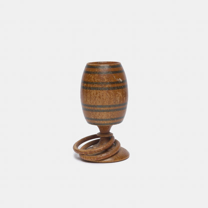 Antique Treenware Small Goblet with Captive Rings
