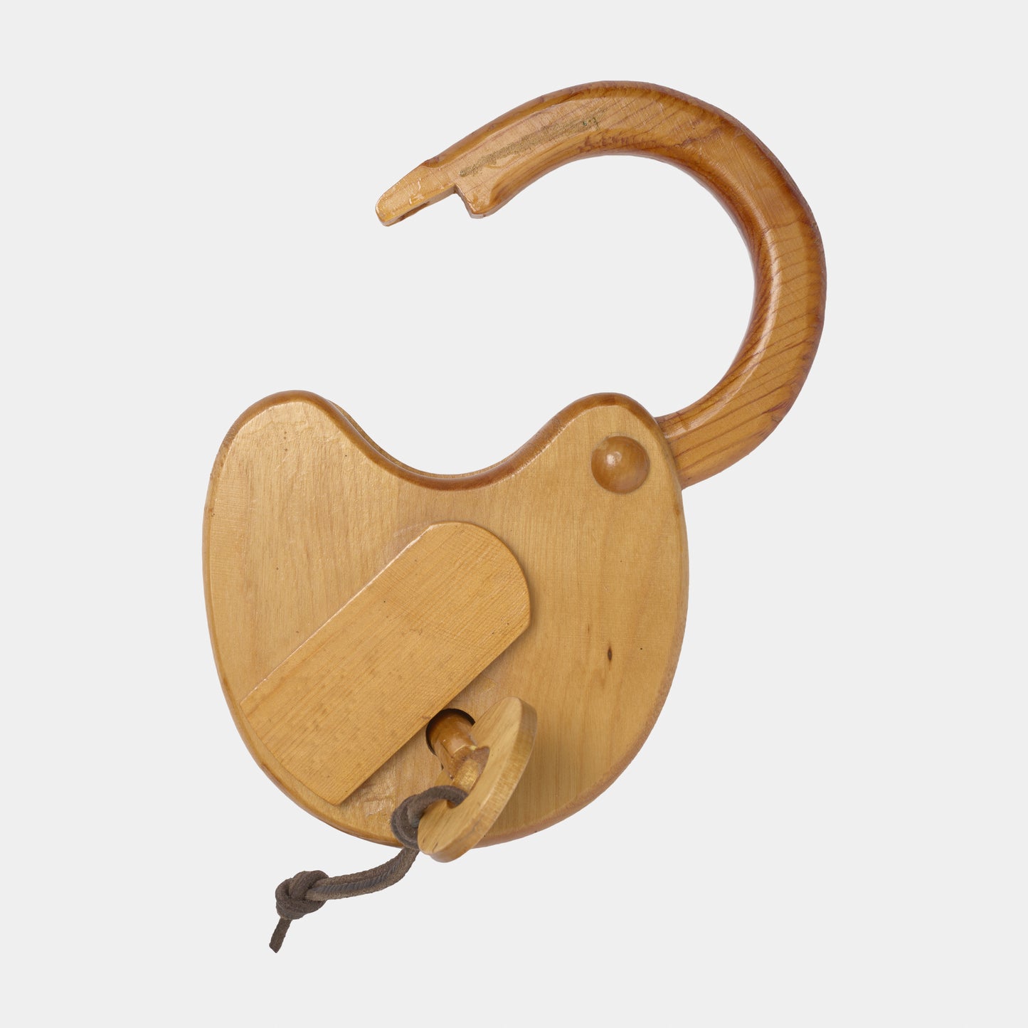 Vintage Handmade Wood Lock Sculpture with Working Key