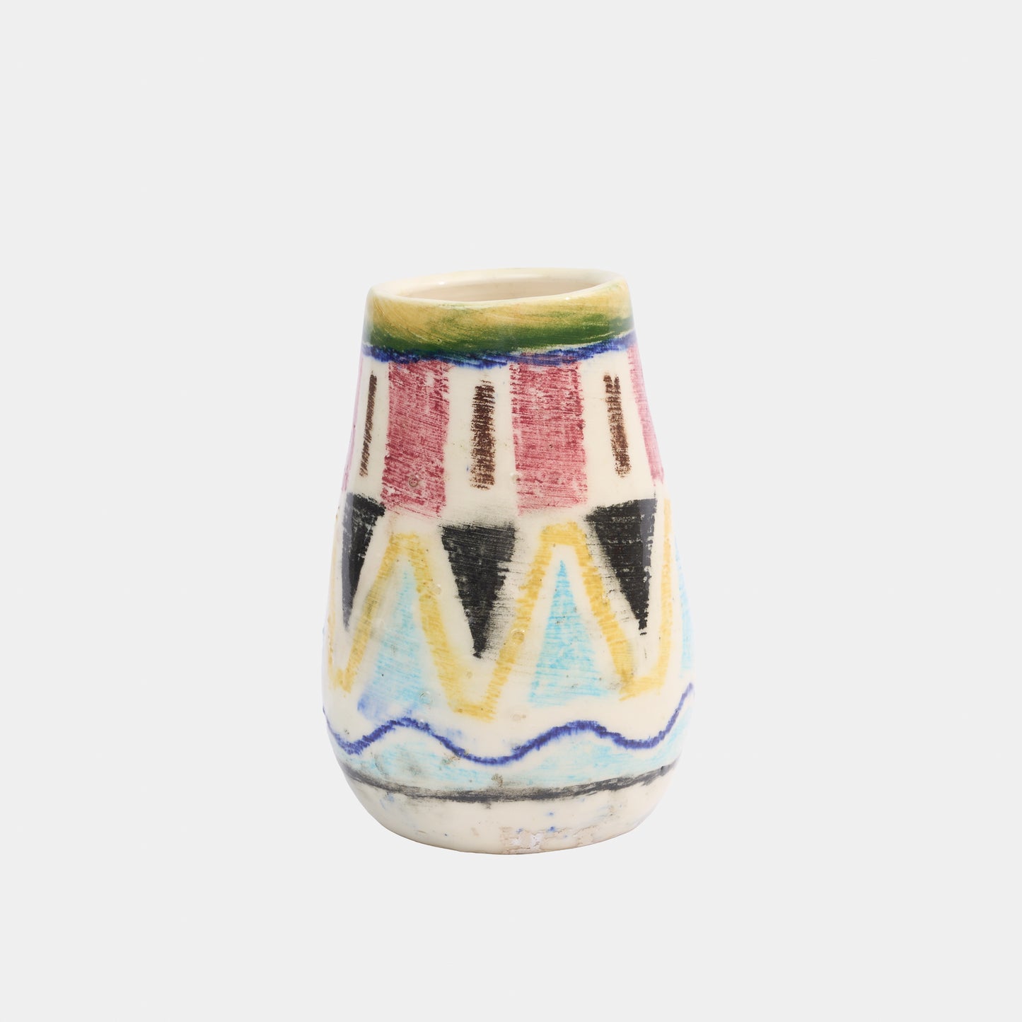 Vintage Ceramic Vase with Geometric Patterns