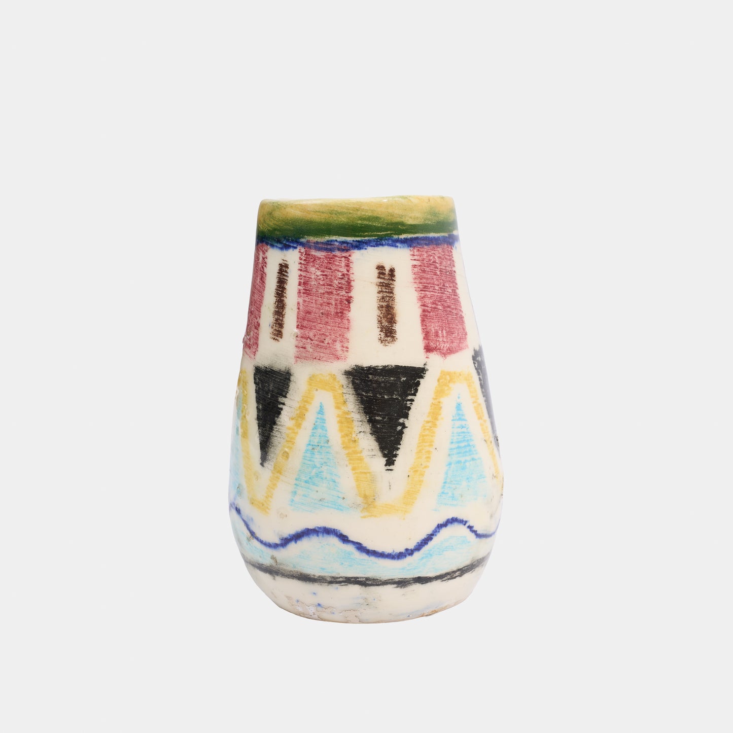 Vintage Ceramic Vase with Geometric Patterns