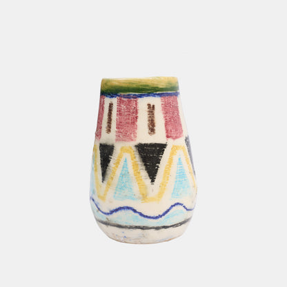 Vintage Ceramic Vase with Geometric Patterns