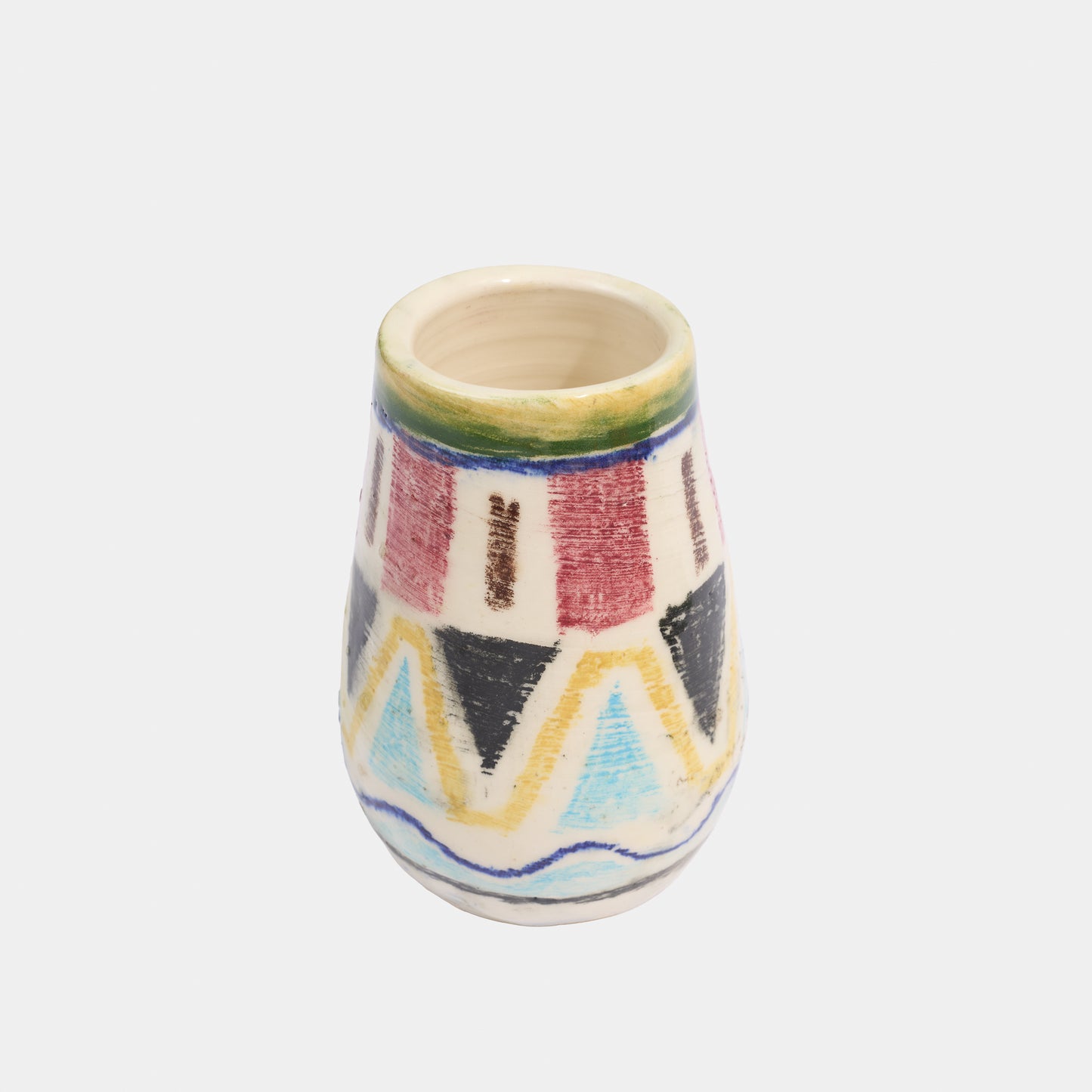 Vintage Ceramic Vase with Geometric Patterns
