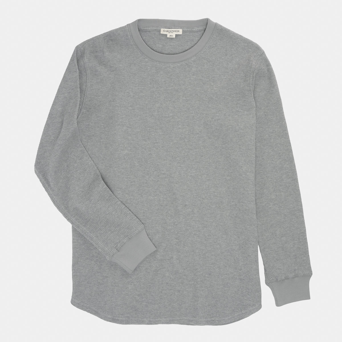 Waffle Long Sleeve Crewneck in Grey