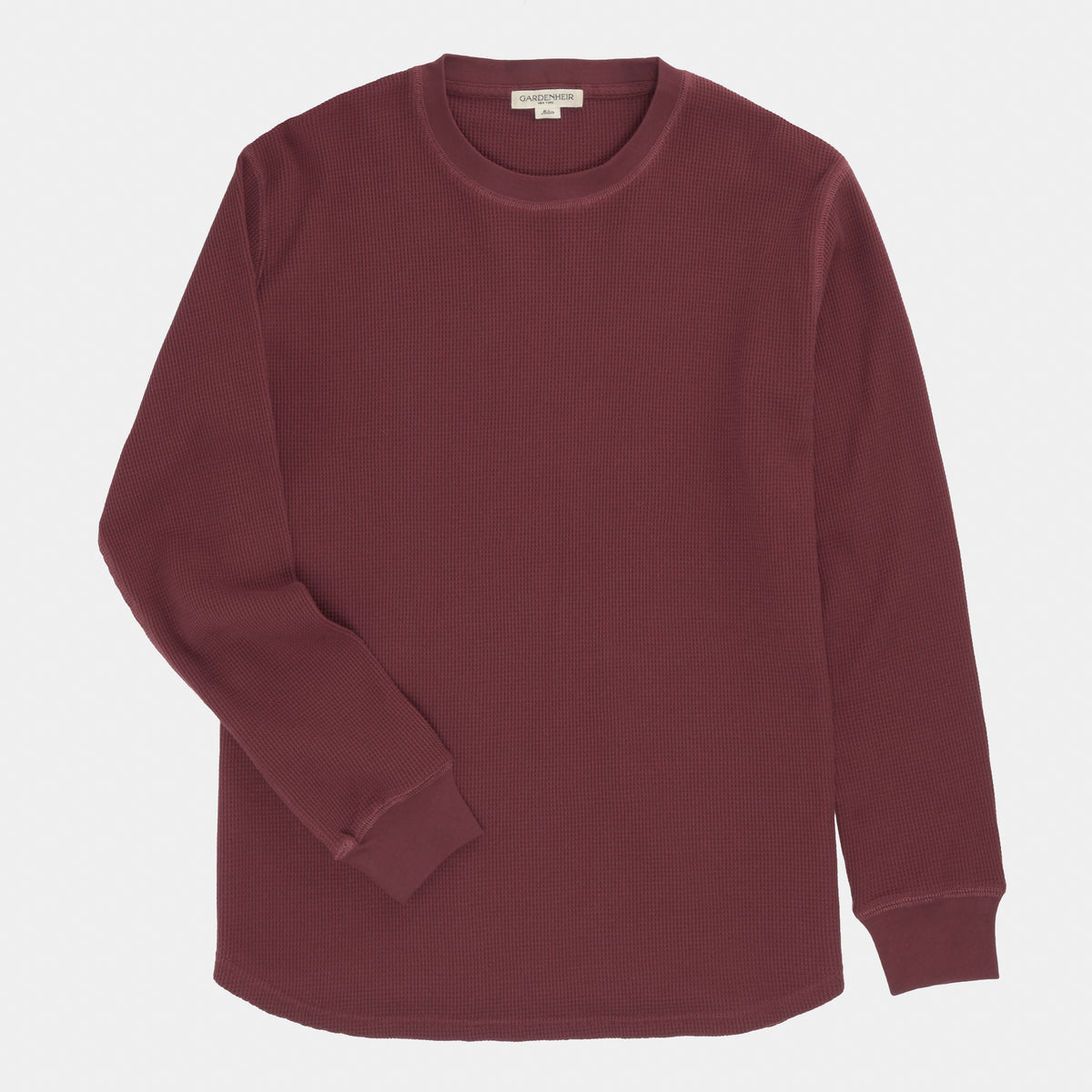 Waffle Long Sleeve Crewneck in Oxblood
