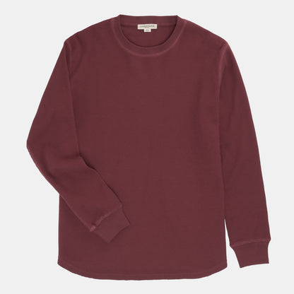 Waffle Long Sleeve Crewneck in Oxblood