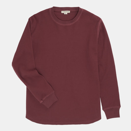 Waffle Long Sleeve Crewneck in Oxblood