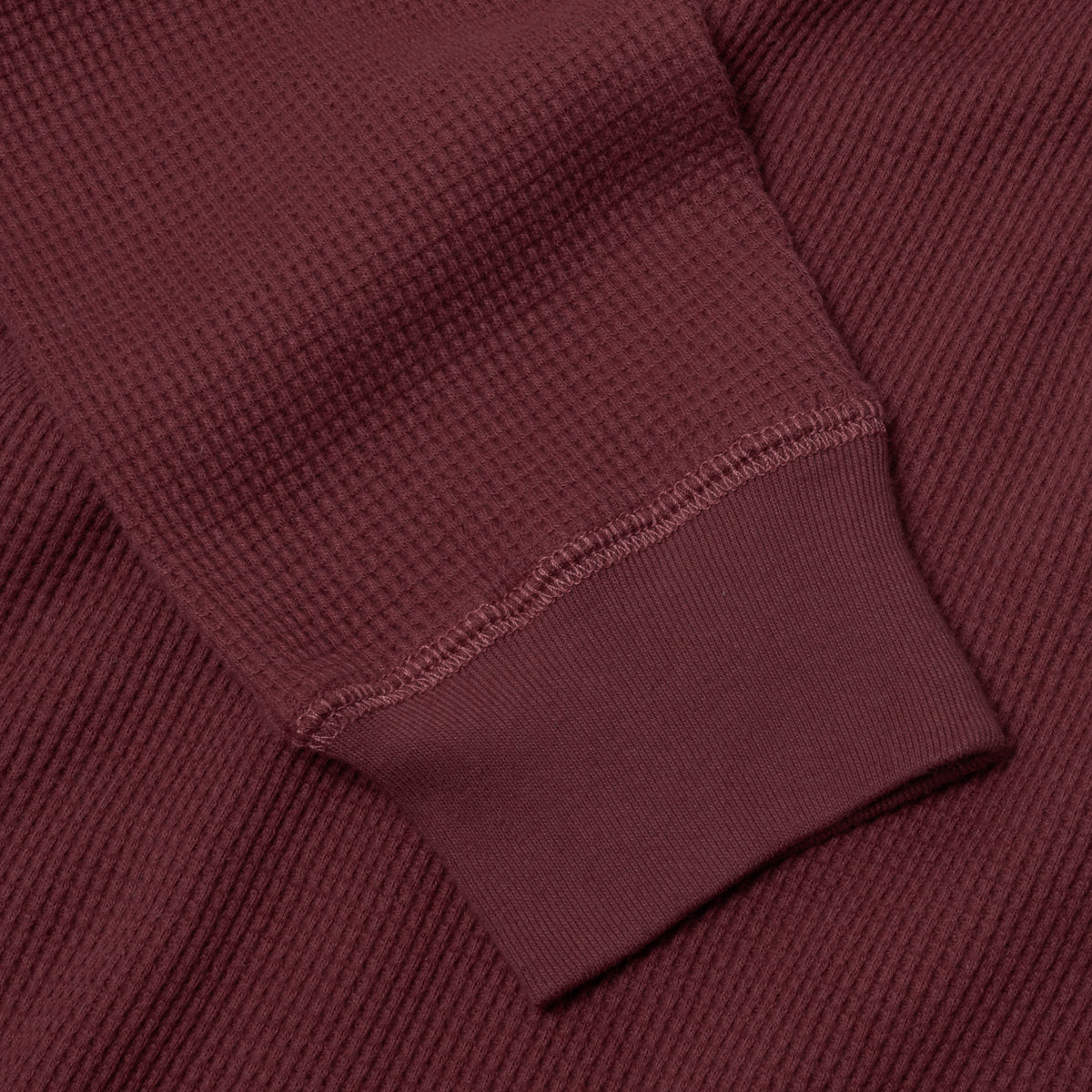 Waffle Long Sleeve Crewneck in Oxblood