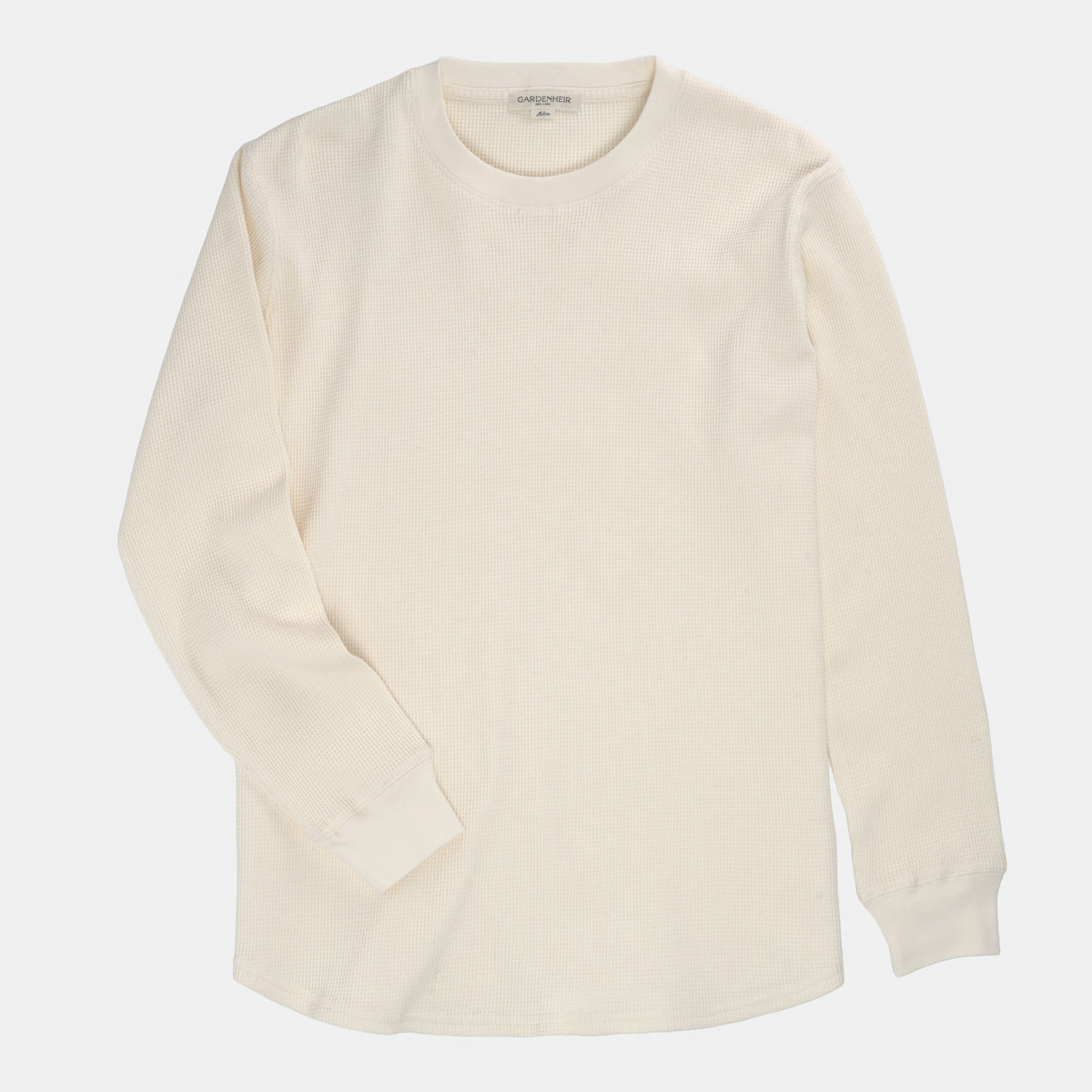 Waffle Long Sleeve Crewneck in Porcelain