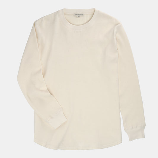 Waffle Long Sleeve Crewneck in Porcelain