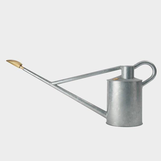 Haws England 2 Gallon HDG Long Reach Watering Can in Galvanized Steel -Professional Series
