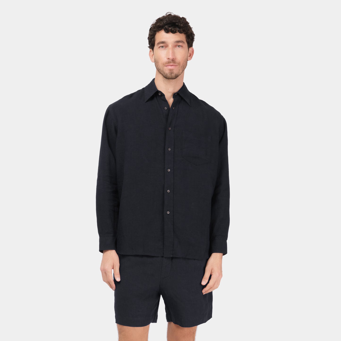 Washed Linen Gardening Chemise in Ink