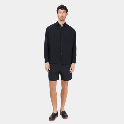Washed Linen Gardening Chemise in Ink