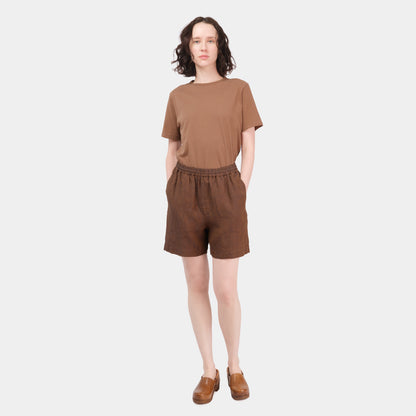 Washed Linen Relaxed Short in Bronze