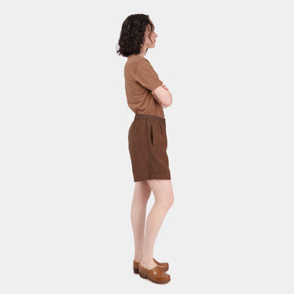 Washed Linen Relaxed Short in Bronze