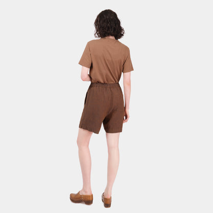 Washed Linen Relaxed Short in Bronze
