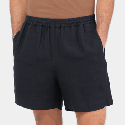Washed Linen Relaxed Short in Ink