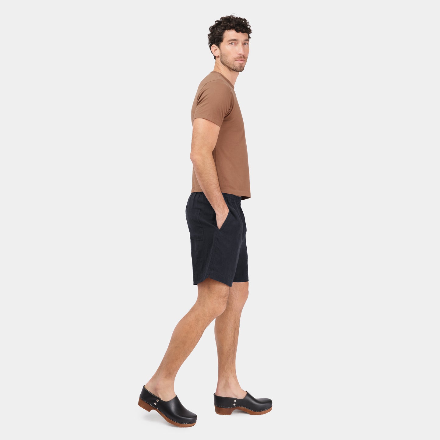 Washed Linen Relaxed Short in Ink