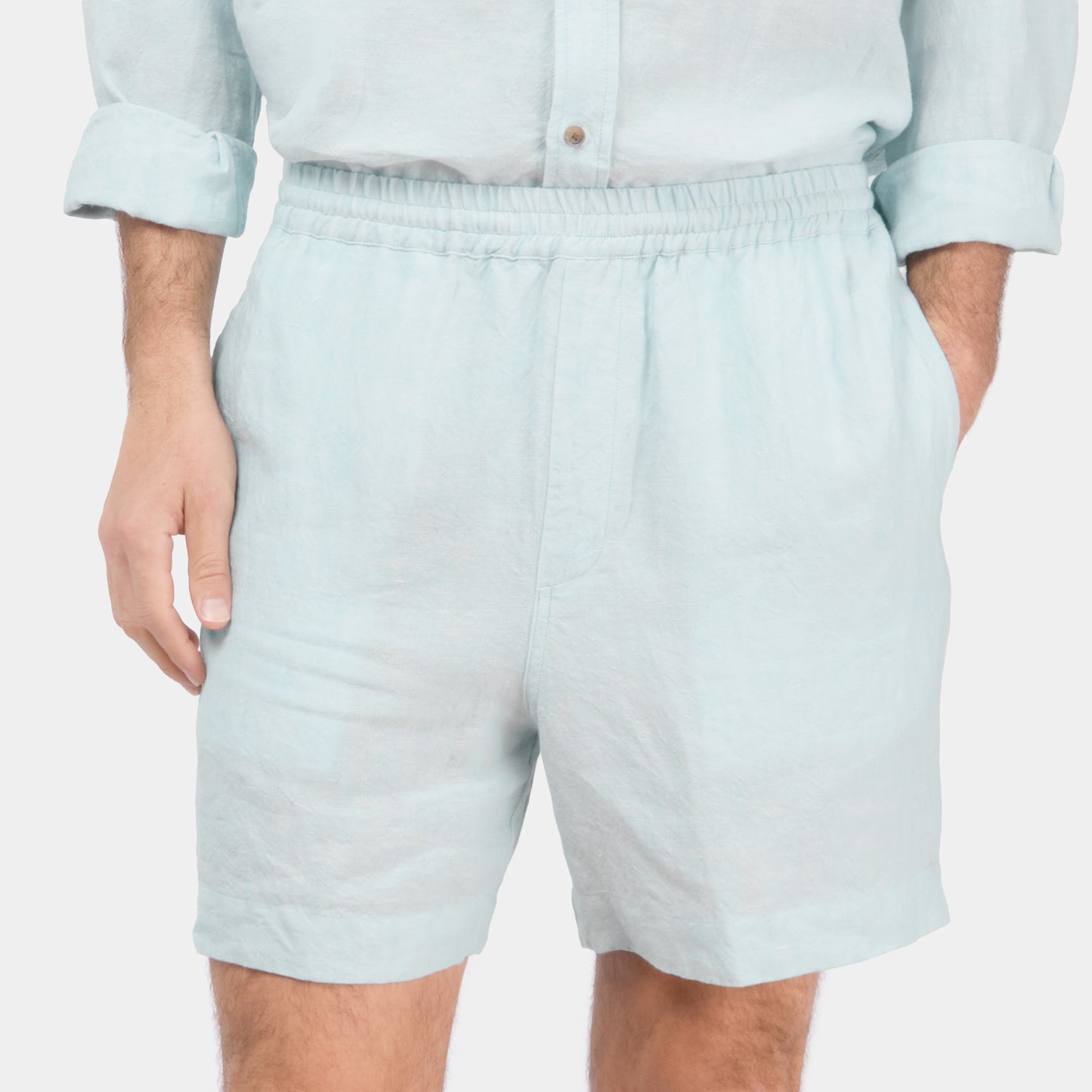 Washed Linen Relaxed Short in Sky Blue