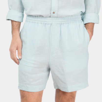 Washed Linen Relaxed Short in Sky Blue