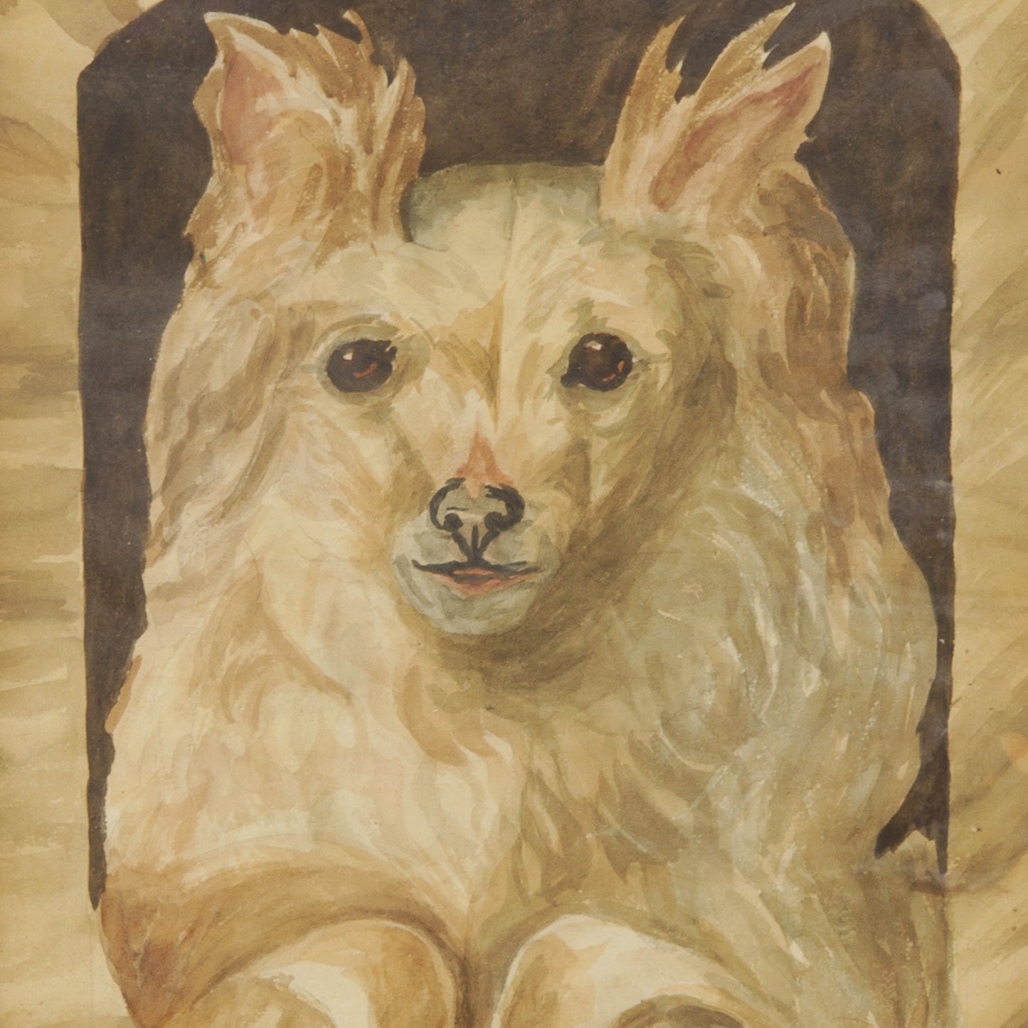 Antique Watercolor of Dog, 1906