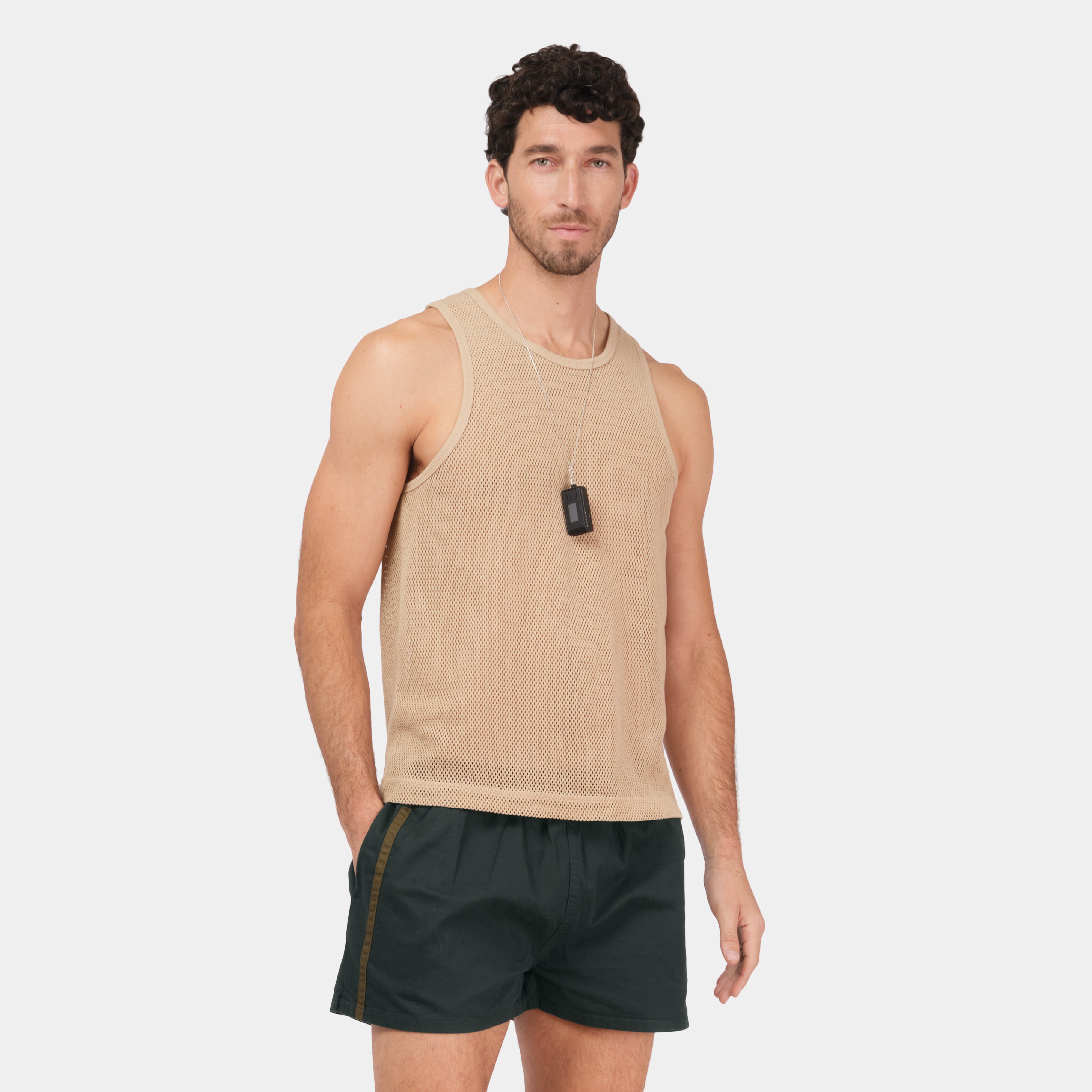 Cotton Mesh Tank Top in Wheat – Gardenheir
