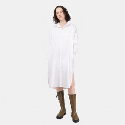 Cotton Oxford Long Gardening Chemise in White