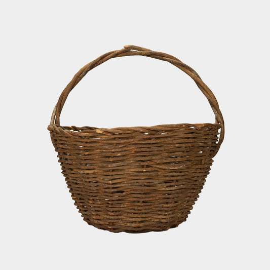 Vintage Large Woven Willow Basket with Handle, New York, 20th C.