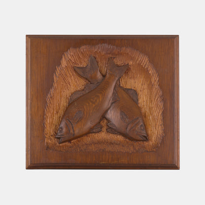 Vintage Carved Fish Relief Plaque