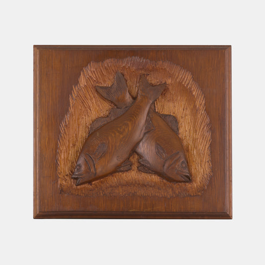 Vintage Carved Fish Relief Plaque