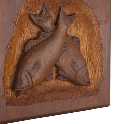 Vintage Carved Fish Relief Plaque