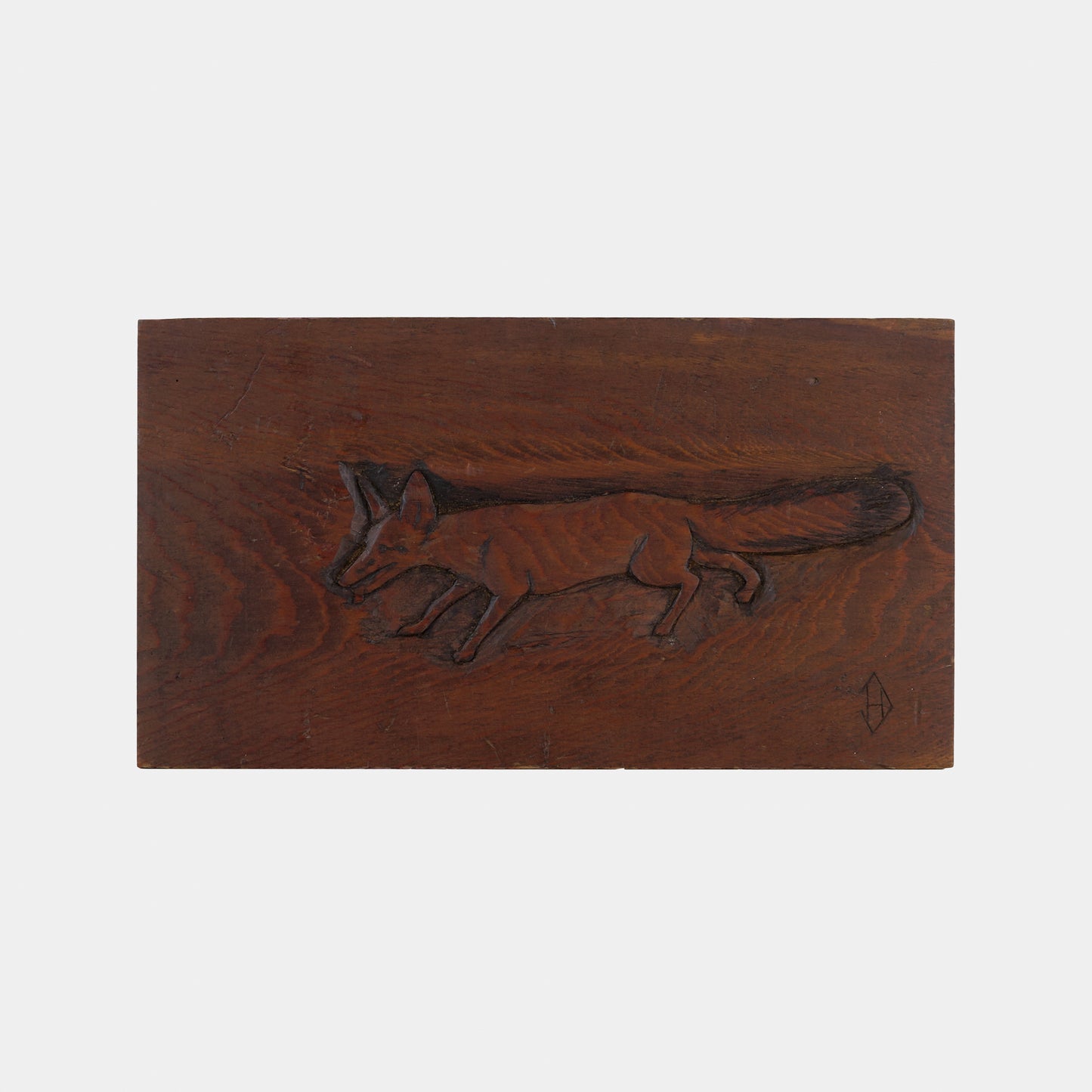 Vintage Carved Fox Relief Plaque