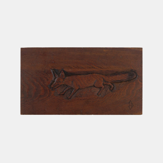Vintage Carved Fox Relief Plaque