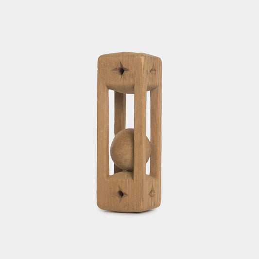 Vintage Folk Carved Cage Rattle #1, 1940s