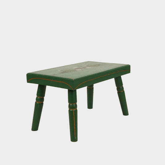 Vintage Painted Stool with Acorn Motif