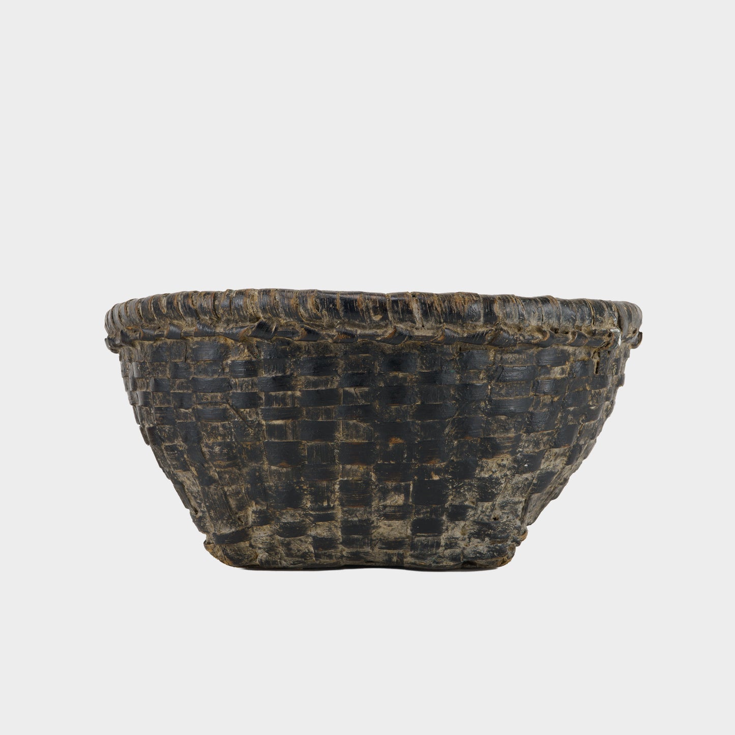 Vintage Woven Cane Harvest Basket, India