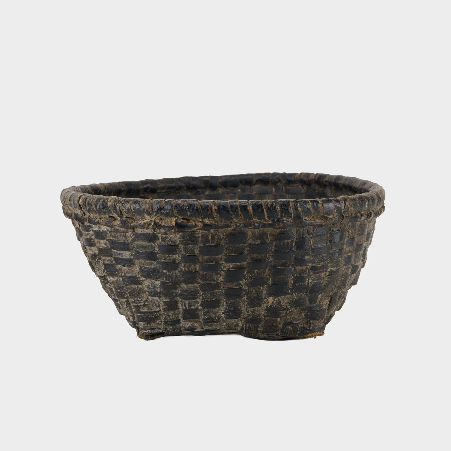 Vintage Woven Cane Harvest Basket, India